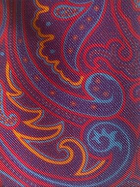 Ted Baker Red, Blue and Yellow Paisley Cotton Silk Blend Tie